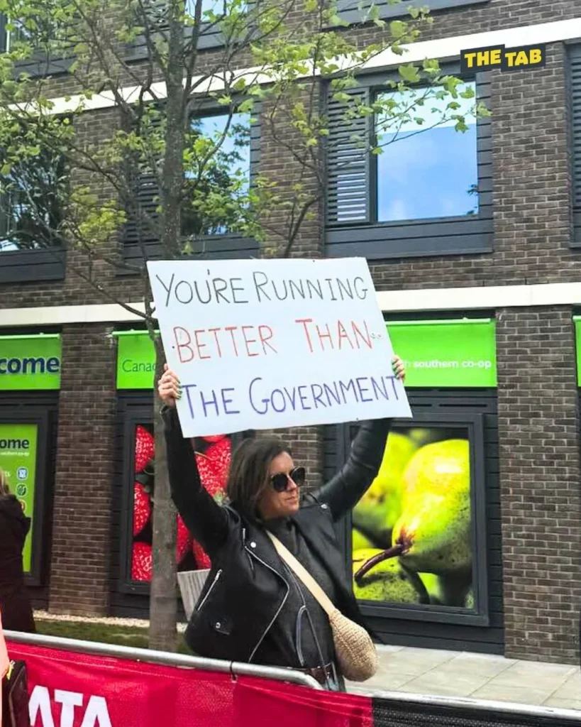 Person holding a fun marathon side