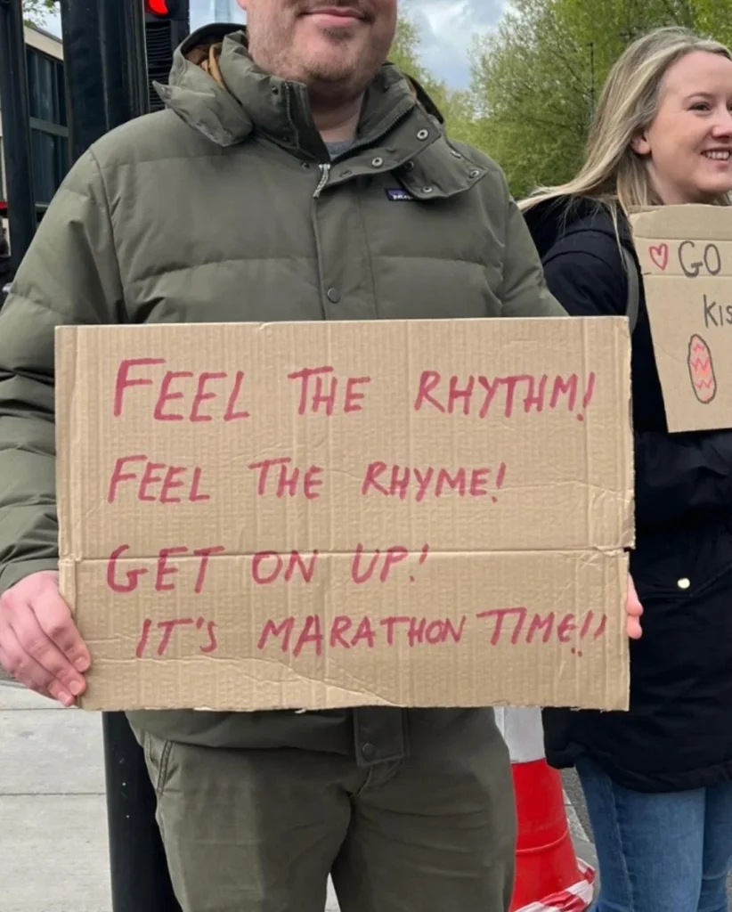 Person holding a fun marathon side