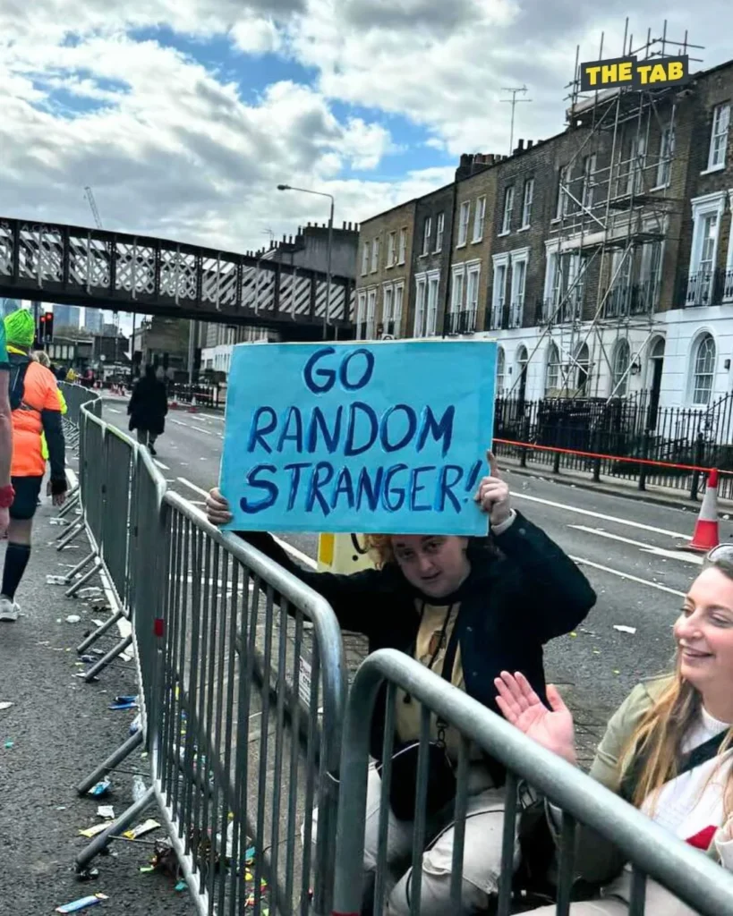 Person holding a fun marathon side