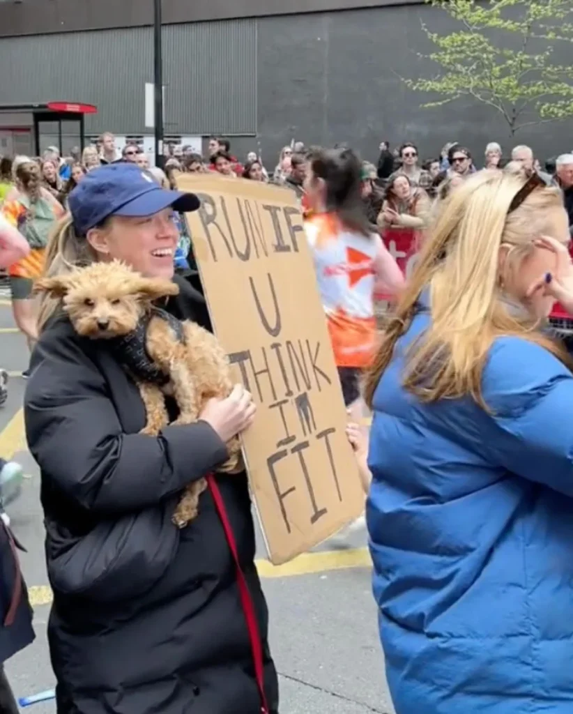 Person holding a fun marathon side