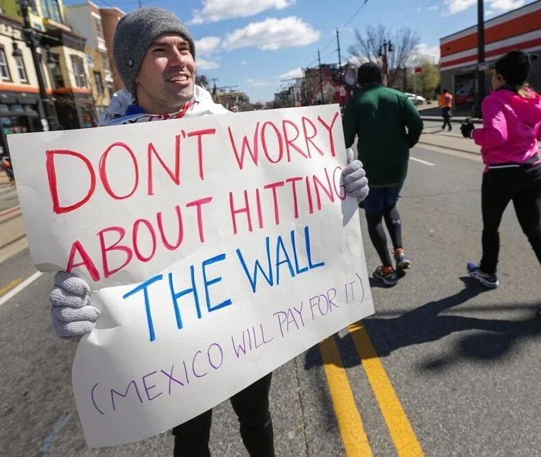 Person holding a fun marathon side