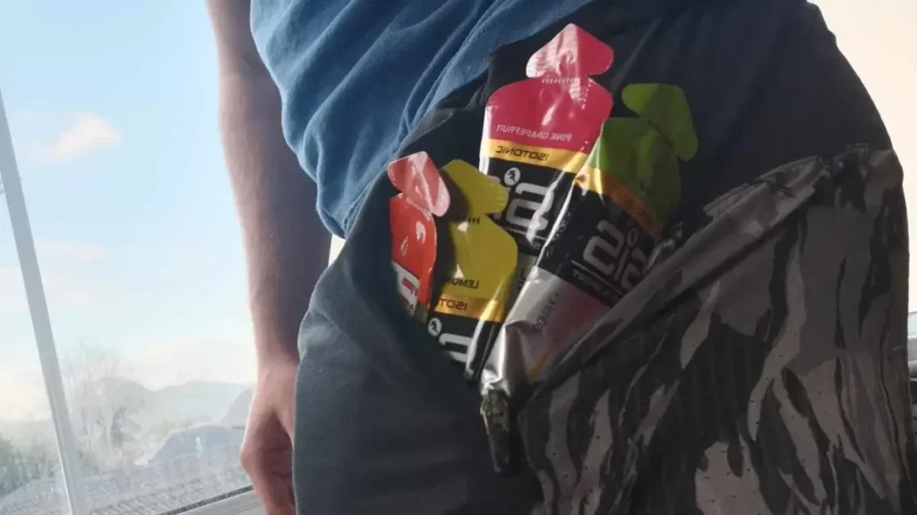 Marathon gels being carried in short pockets