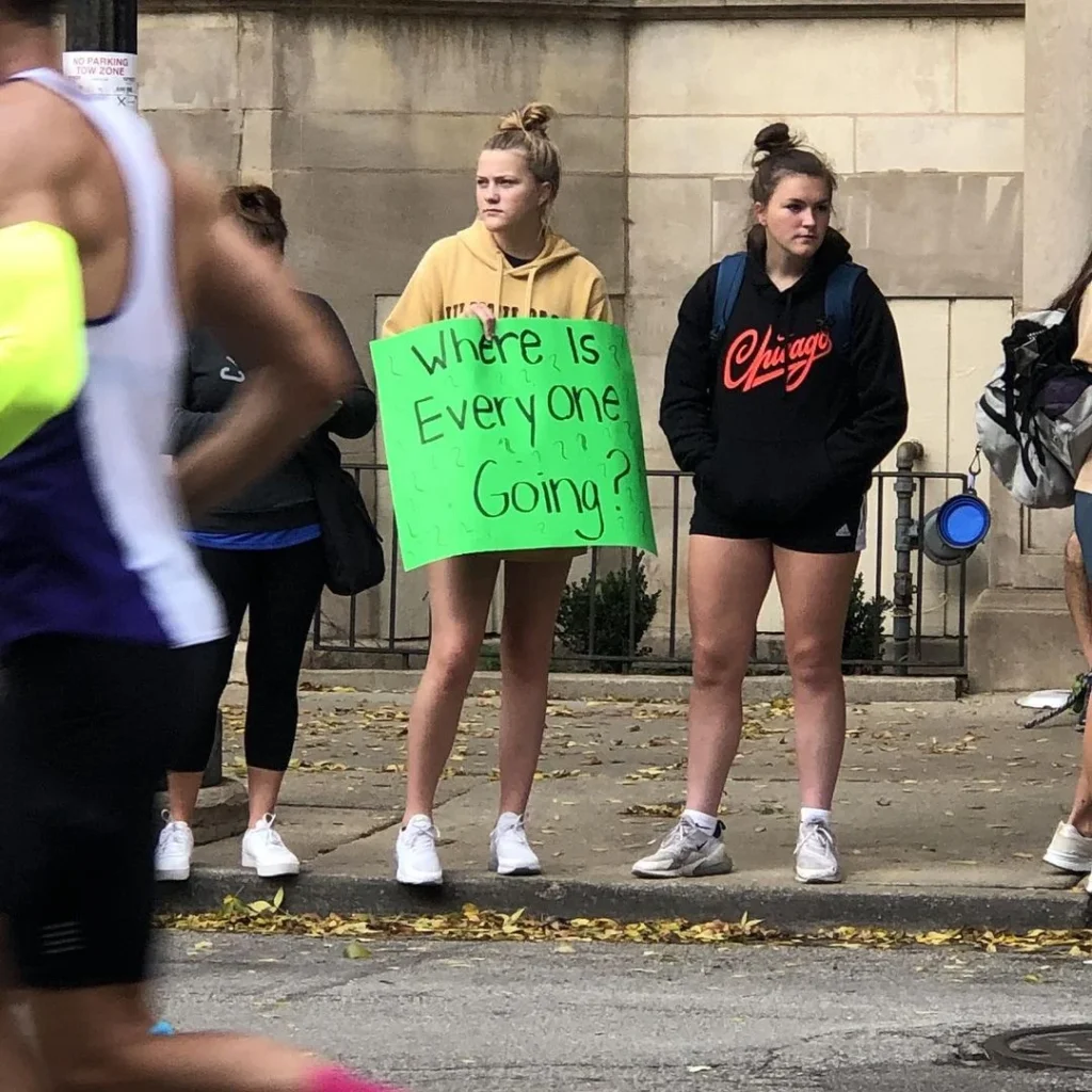 Person holding a fun marathon side