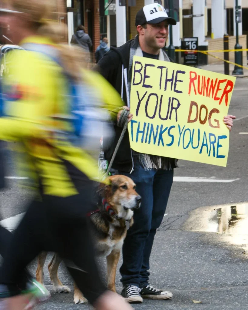 Person holding a fun marathon side