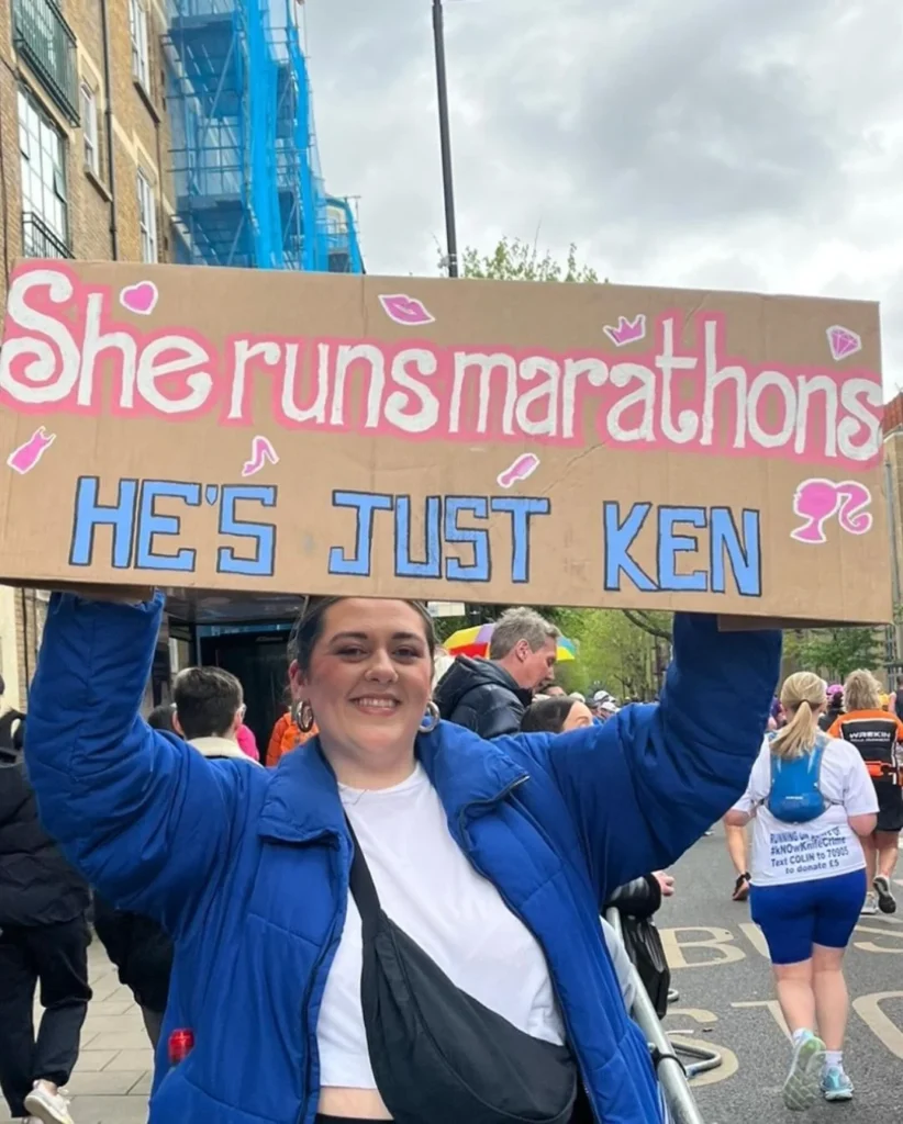 Person holding a fun marathon side