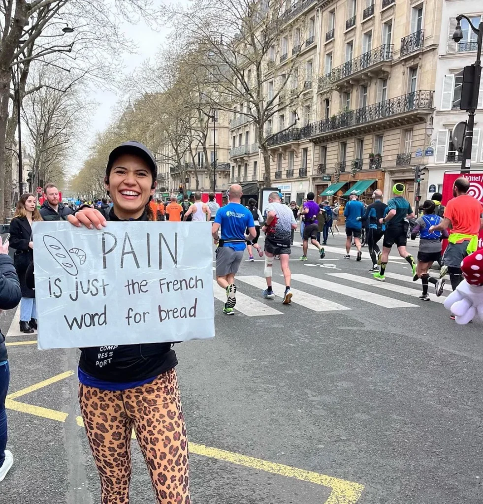 Person holding a fun marathon side