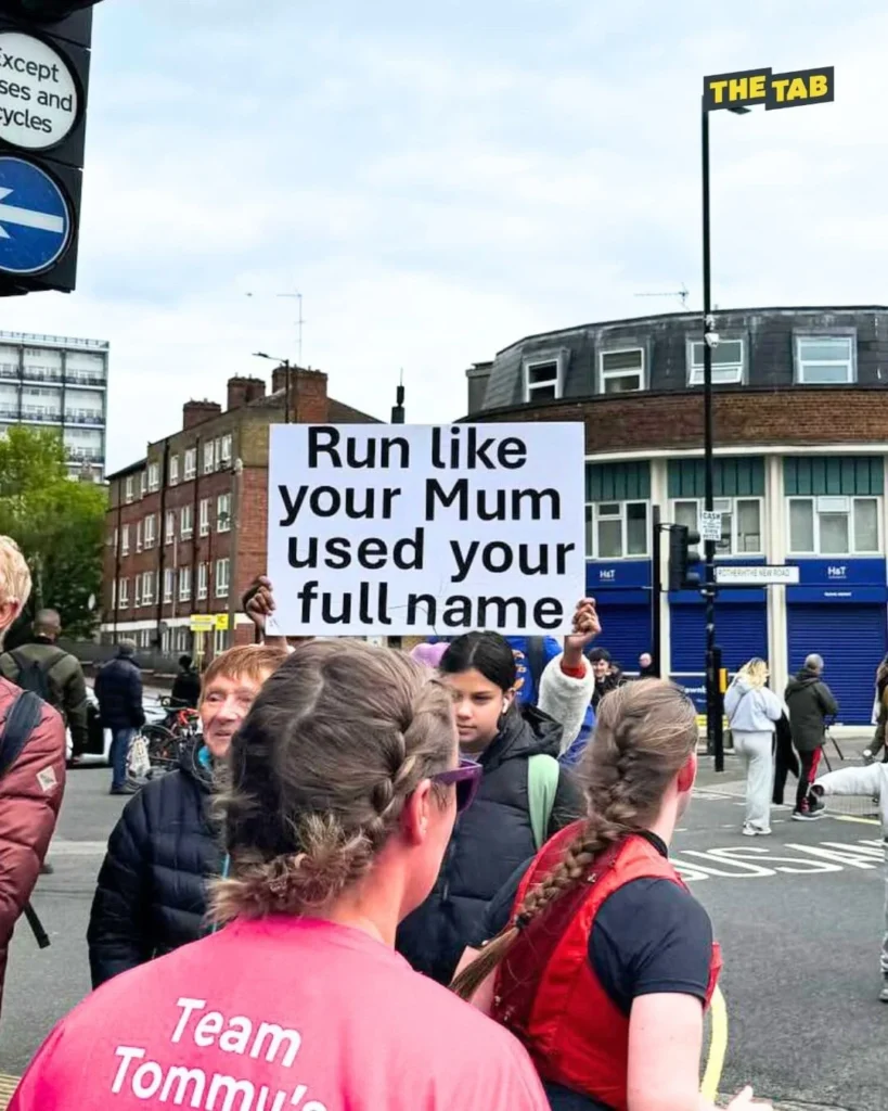 Person holding a fun marathon side