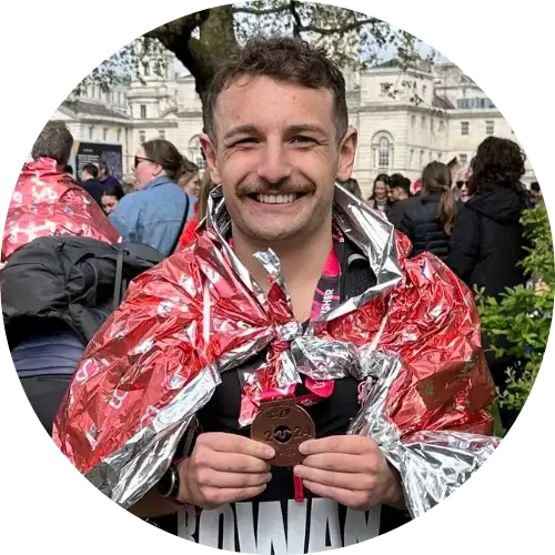 Refreshrow Profile Picture holding london marathon finishers medal