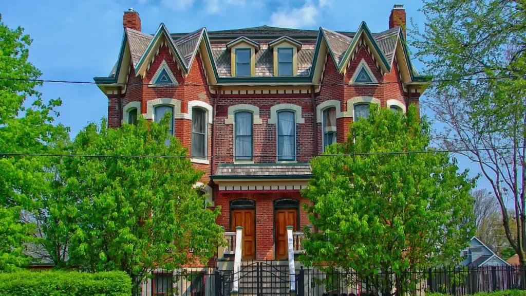 A charming residential house with a front porch in Belleville, Illinois.