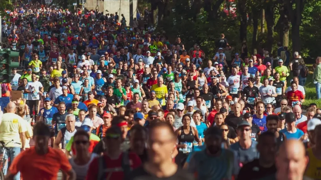 Runners fill the course at one of the best marathons in Florida, showcasing the excitement and energy of race day."