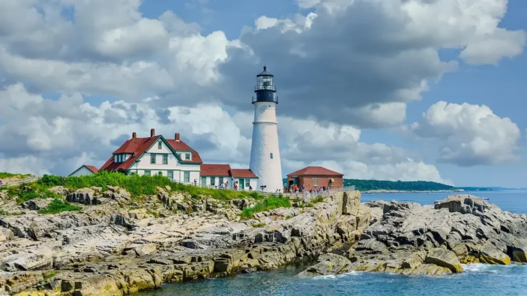 Portland Head Light in Cape Elizabeth, a scenic highlight near some of Maine's best marathon courses.