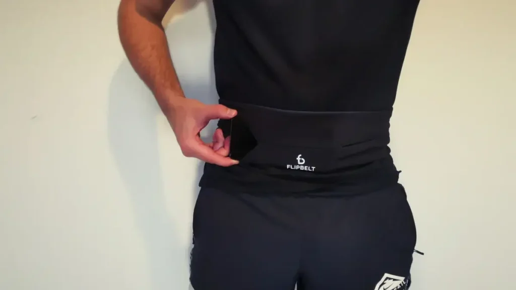 flipbelt showing phone storage